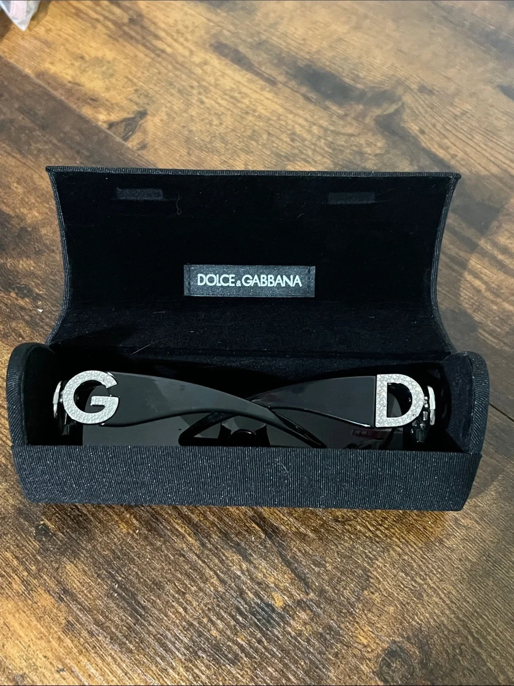 Dolce & Gabbana Black Sunglasses with Crystal DG Logo